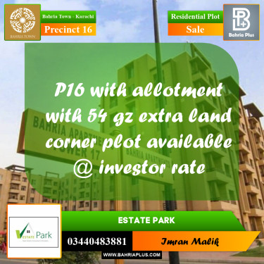 250 Sq. Yards Residential Plot for Sale in Precinct 16 -  Bahria Town, Karachi - (BP-168486)