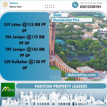 Residential Plot for Sale in Sector E - Johar Block -  Bahria Town, Lahore - (BP-168512)