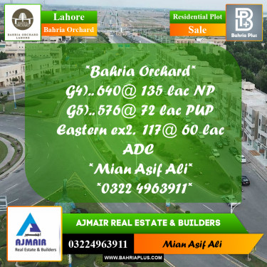 Residential Plot for Sale in Phase 4 - G4 Block -  Bahria Orchard, Lahore - (BP-168537)
