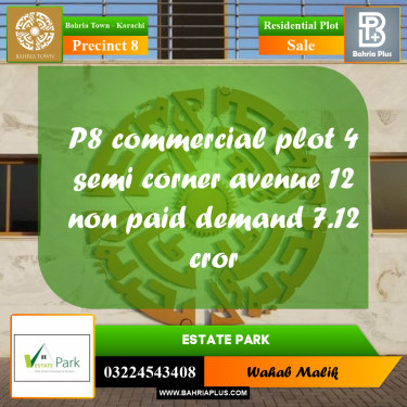250 Sq. Yards Residential Plot for Sale in Precinct 8 -  Bahria Town, Karachi - (BP-168566)