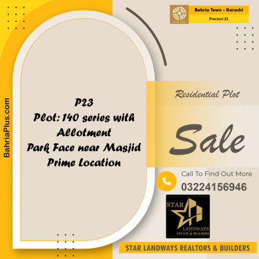 125 Sq. Yards Residential Plot for Sale in Precinct 23 -  Bahria Town, Karachi - (BP-168598)