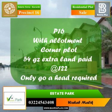 250 Sq. Yards Residential Plot for Sale in Precinct 16 -  Bahria Town, Karachi - (BP-168600)