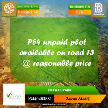 Residential Plot for Sale in Precinct 54 -  Bahria Town, Karachi - (BP-168621)
