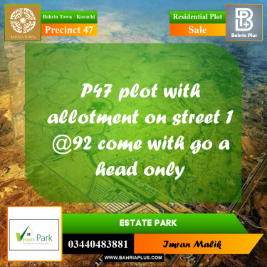 250 Sq. Yards Residential Plot for Sale in Precinct 47 -  Bahria Town, Karachi - (BP-168634)