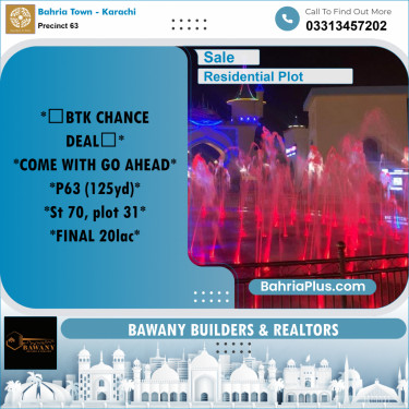 Residential Plot for Sale in Precinct 63 -  Bahria Town, Karachi - (BP-168666)