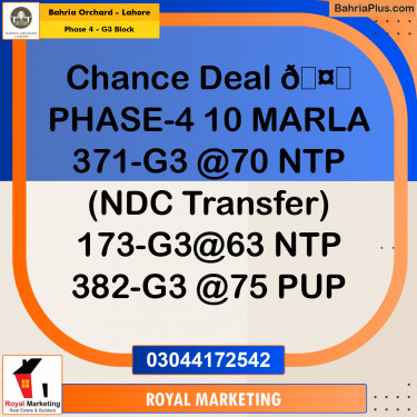 Residential Plot for Sale in Phase 4 - G3 Block -  Bahria Orchard, Lahore - (BP-168687)