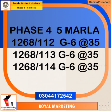 Residential Plot for Sale in Phase 4 - G6 Block -  Bahria Orchard, Lahore - (BP-168800)