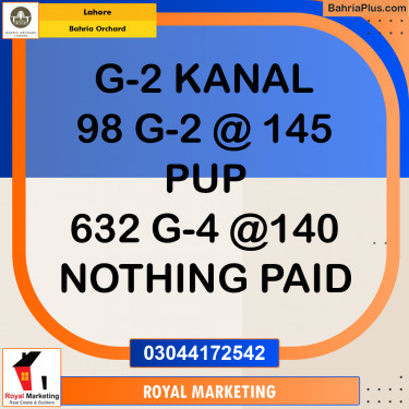 Residential Plot for Sale in Phase 4 - G2 Block -  Bahria Orchard, Lahore - (BP-168817)