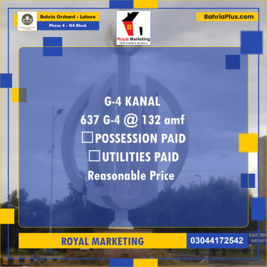 Residential Plot for Sale in Phase 4 - G4 Block -  Bahria Orchard, Lahore - (BP-168821)