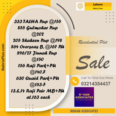 Residential Plot for Sale in Sector F - Talha Block -  Bahria Town, Lahore - (BP-168825)