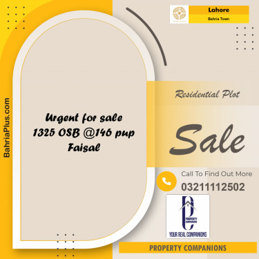Residential Plot for Sale in Overseas B -  Bahria Town, Lahore - (BP-168855)