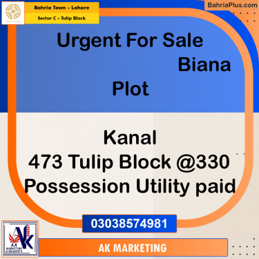 Residential Plot for Sale in Sector C - Tulip Block -  Bahria Town, Lahore - (BP-168939)