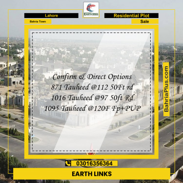 Residential Plot for Sale in Sector F - Tauheed Block -  Bahria Town, Lahore - (BP-169048)