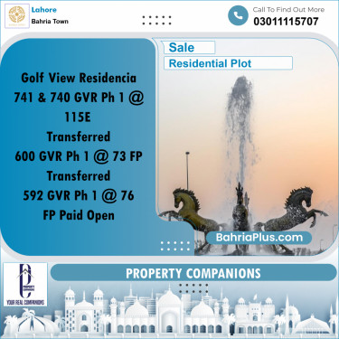 Residential Plot for Sale in Golf Phase 1 -  Bahria Town, Lahore - (BP-169104)