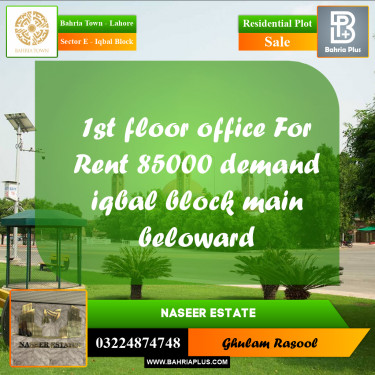 Residential Plot for Sale in Sector E - Iqbal Block -  Bahria Town, Lahore - (BP-169267)