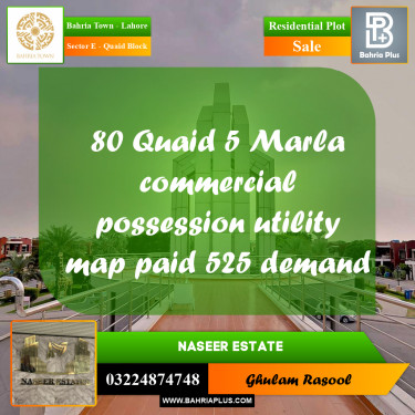Residential Plot for Sale in Sector E - Quaid Block -  Bahria Town, Lahore - (BP-169279)