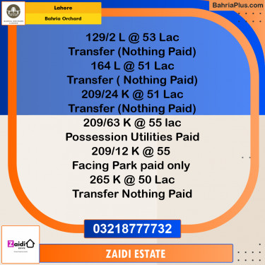 Residential Plot for Sale in Bahria Orchard, Lahore - (BP-169337)