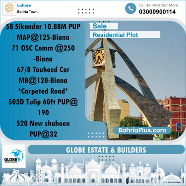 Residential Plot for Sale in Sector F - Sikander Block -  Bahria Town, Lahore - (BP-169451)