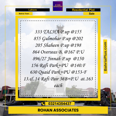 Residential Plot for Sale in Sector F - Talha Block -  Bahria Town, Lahore - (BP-169470)