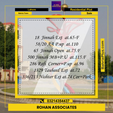 Residential Plot for Sale in Sector E - Jinnah Ext. Block -  Bahria Town, Lahore - (BP-169473)