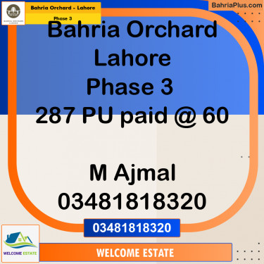 Residential Plot for Sale in Phase 3 -  Bahria Orchard, Lahore - (BP-169478)
