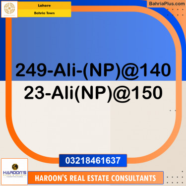 Residential Plot for Sale in Sector B - Ali Block -  Bahria Town, Lahore - (BP-169577)