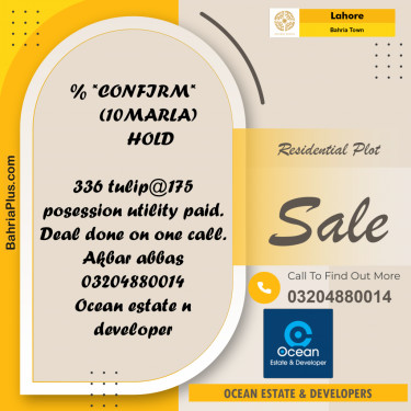 Residential Plot for Sale in Sector C - Tulip Block -  Bahria Town, Lahore - (BP-169626)