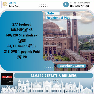 Residential Plot for Sale in Sector F - Tauheed Block -  Bahria Town, Lahore - (BP-169707)