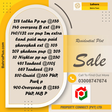 Residential Plot for Sale in Sector F - Talha Block -  Bahria Town, Lahore - (BP-169765)