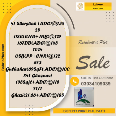 Residential Plot for Sale in Sector F - Shershah Block -  Bahria Town, Lahore - (BP-169773)