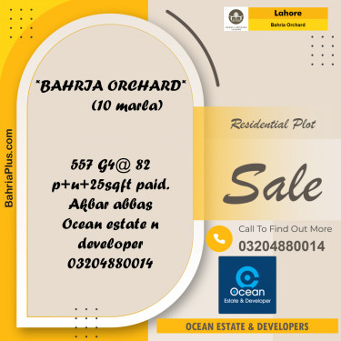 Residential Plot for Sale in Phase 4 - G4 Block -  Bahria Orchard, Lahore - (BP-169798)