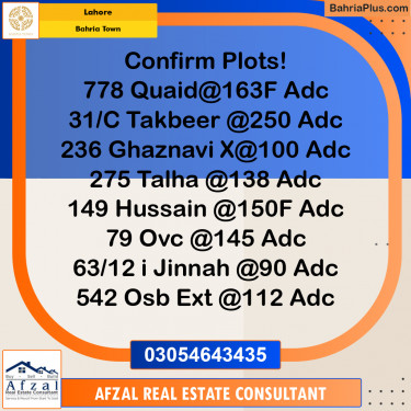 Residential Plot for Sale in Sector E - Quaid Block -  Bahria Town, Lahore - (BP-169822)