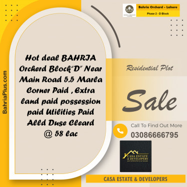 Residential Plot for Sale in Phase 2 - D Block -  Bahria Orchard, Lahore - (BP-169829)