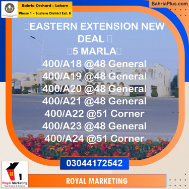 Residential Plot for Sale in Phase 1 - Eastern District Ext. II -  Bahria Orchard, Lahore - (BP-169842)