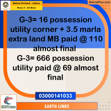Residential Plot for Sale in Phase 4 - G3 Block -  Bahria Orchard, Lahore - (BP-169898)