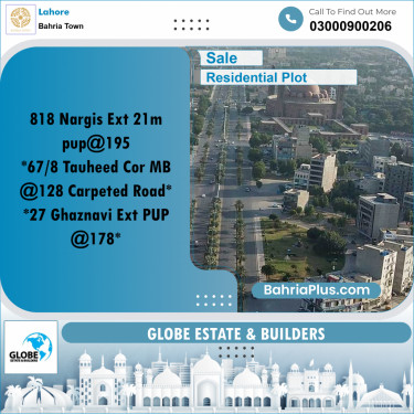 Residential Plot for Sale in Sector C - Nargis/Hussain Ext. -  Bahria Town, Lahore - (BP-169908)