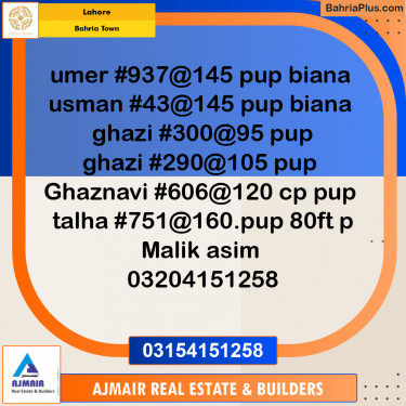 Residential Plot for Sale in Sector B - Umer Block -  Bahria Town, Lahore - (BP-170027)
