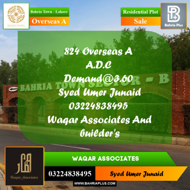 Residential Plot for Sale in Overseas A -  Bahria Town, Lahore - (BP-170062)
