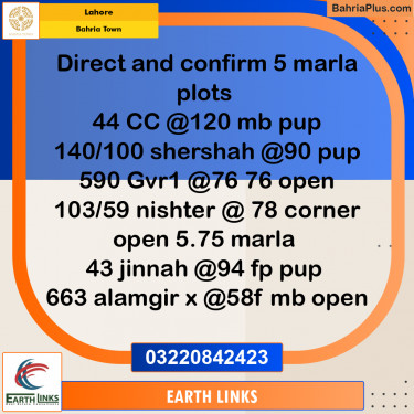 Residential Plot for Sale in Sector D - CC Block -  Bahria Town, Lahore - (BP-170072)