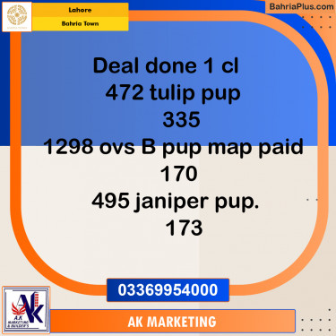 Residential Plot for Sale in Sector C - Tulip Block -  Bahria Town, Lahore - (BP-170082)