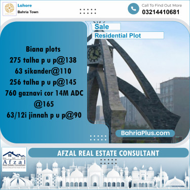 Residential Plot for Sale in Sector F - Talha Block -  Bahria Town, Lahore - (BP-170086)