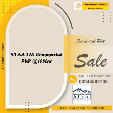 Residential Plot for Sale in Sector D - AA Block -  Bahria Town, Lahore - (BP-170090)
