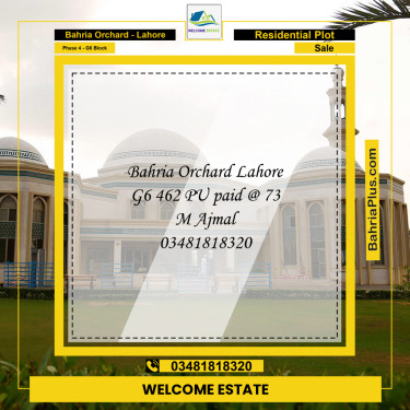 Residential Plot for Sale in Phase 4 - G6 Block -  Bahria Orchard, Lahore - (BP-170158)