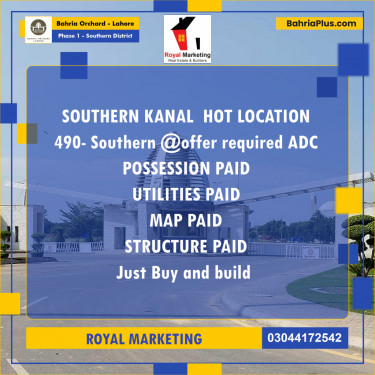 Residential Plot for Sale in Phase 1 - Southern District -  Bahria Orchard, Lahore - (BP-170173)