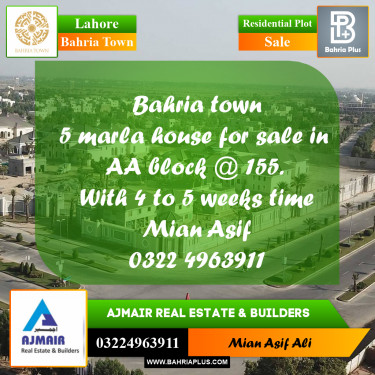 Residential Plot for Sale in Sector D - AA Block -  Bahria Town, Lahore - (BP-170181)
