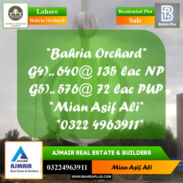 Residential Plot for Sale in Phase 4 - G4 Block -  Bahria Orchard, Lahore - (BP-170198)