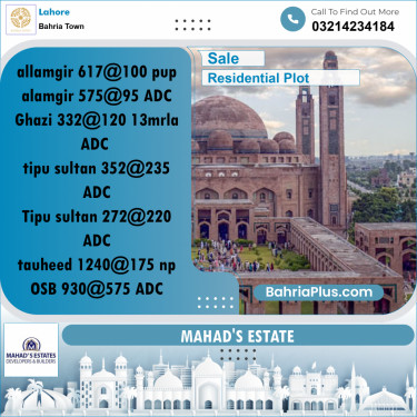 Residential Plot for Sale in Sector F - Alamgir Block -  Bahria Town, Lahore - (BP-170204)