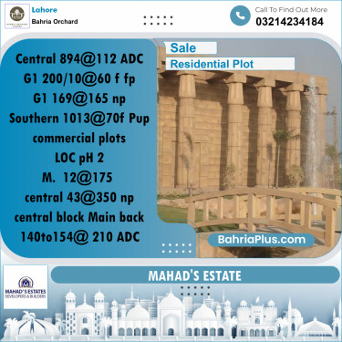Residential Plot for Sale in Phase 1 - Central District -  Bahria Orchard, Lahore - (BP-170209)