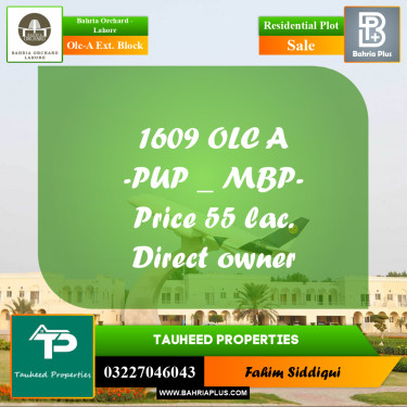 Residential Plot for Sale in OLC-A Ext. Block -  Bahria Orchard, Lahore - (BP-170244)