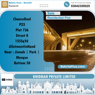 125 Sq. Yards Residential Plot for Sale in Precinct 23 -  Bahria Town, Karachi - (BP-170264)